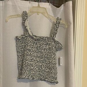 Stylish Blue and white smocked front top